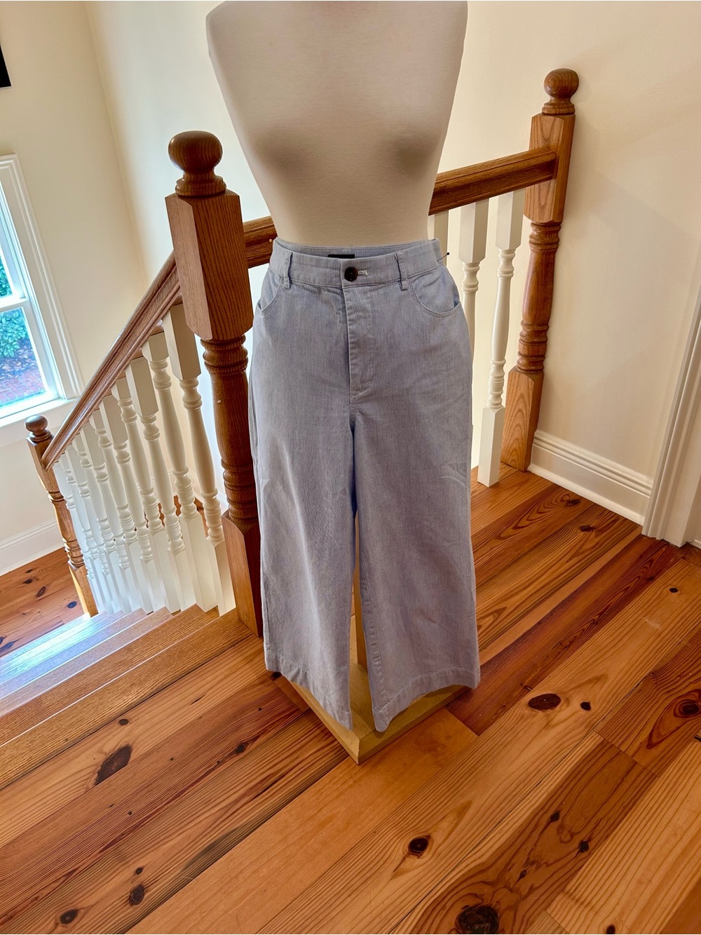 J. Crew Light Blue Pin Strip Wide Leg Women's Pants Size 28 Very Soft